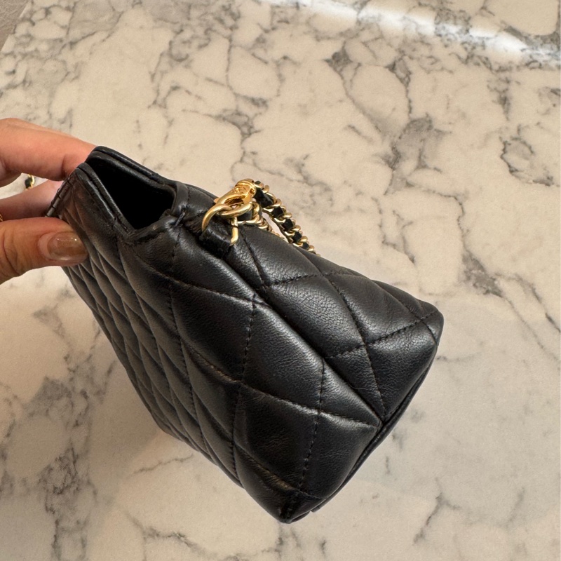 Chanel黑菱格金雙獅子頭吊飾肩背包 特殊款✨✨-4