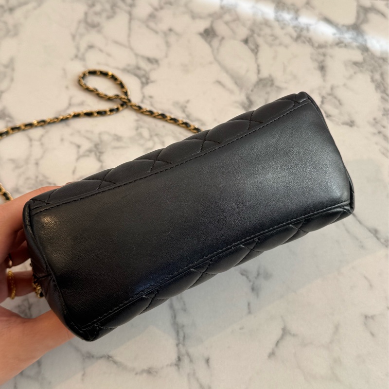 Chanel黑菱格金雙獅子頭吊飾肩背包 特殊款✨✨-6