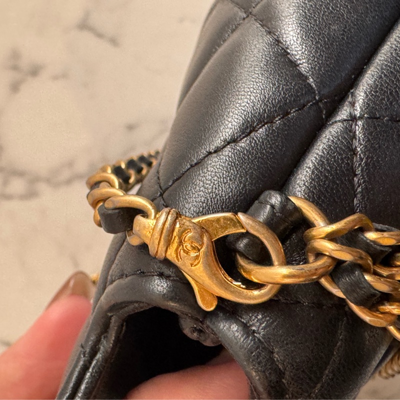 Chanel黑菱格金雙獅子頭吊飾肩背包 特殊款✨✨-31