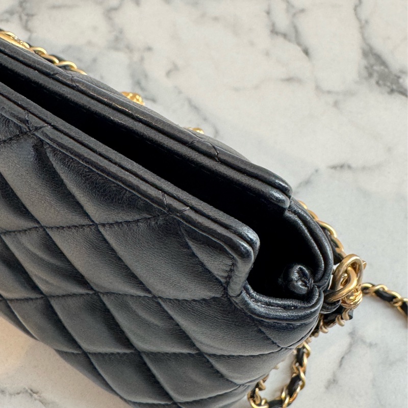 Chanel黑菱格金雙獅子頭吊飾肩背包 特殊款✨✨-36