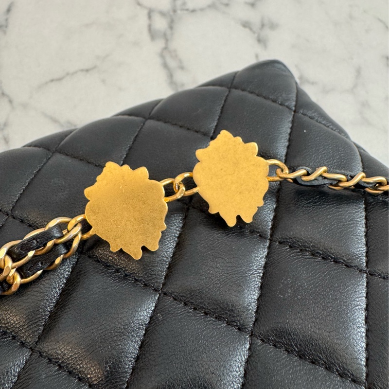 Chanel黑菱格金雙獅子頭吊飾肩背包 特殊款✨✨-38