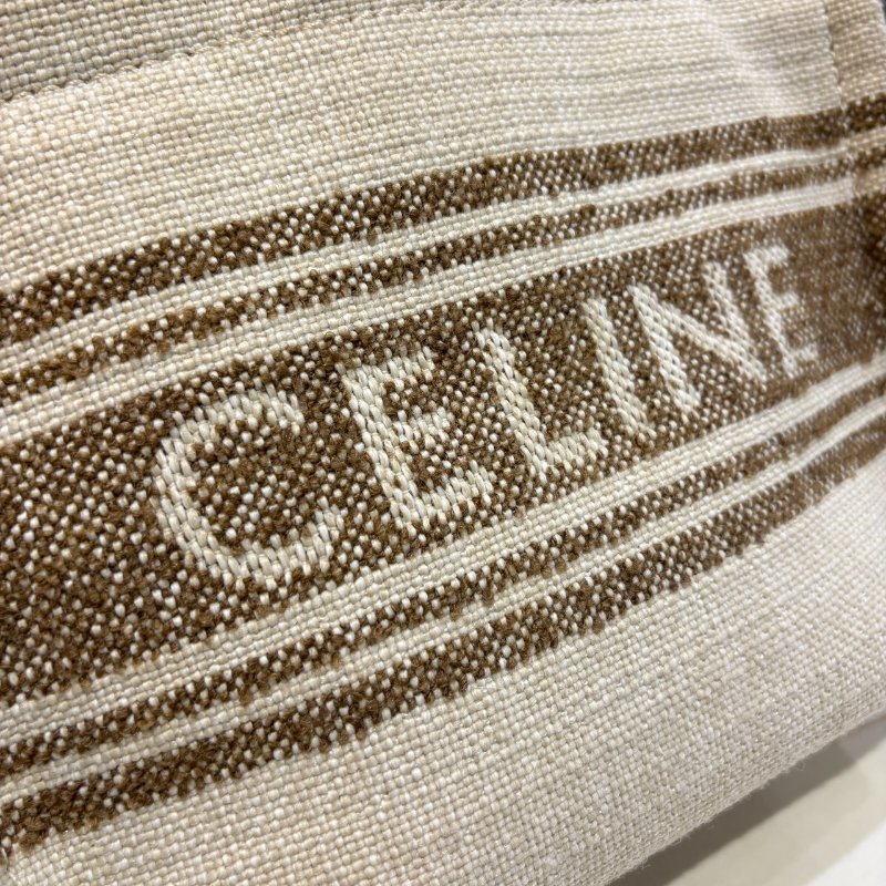*SHIHNA名牌精品* CELINE CABAS THAIS 咖色條紋托特包-7