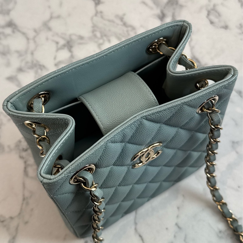 Chanel藍灰荔枝方型肩背包 超美✨✨-1