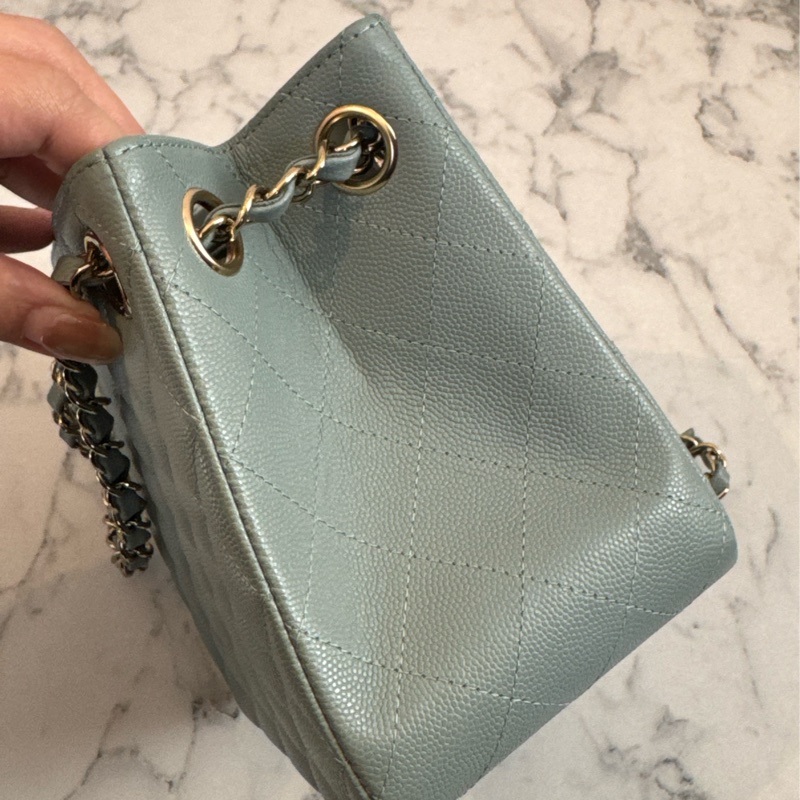 Chanel藍灰荔枝方型肩背包 超美✨✨-2