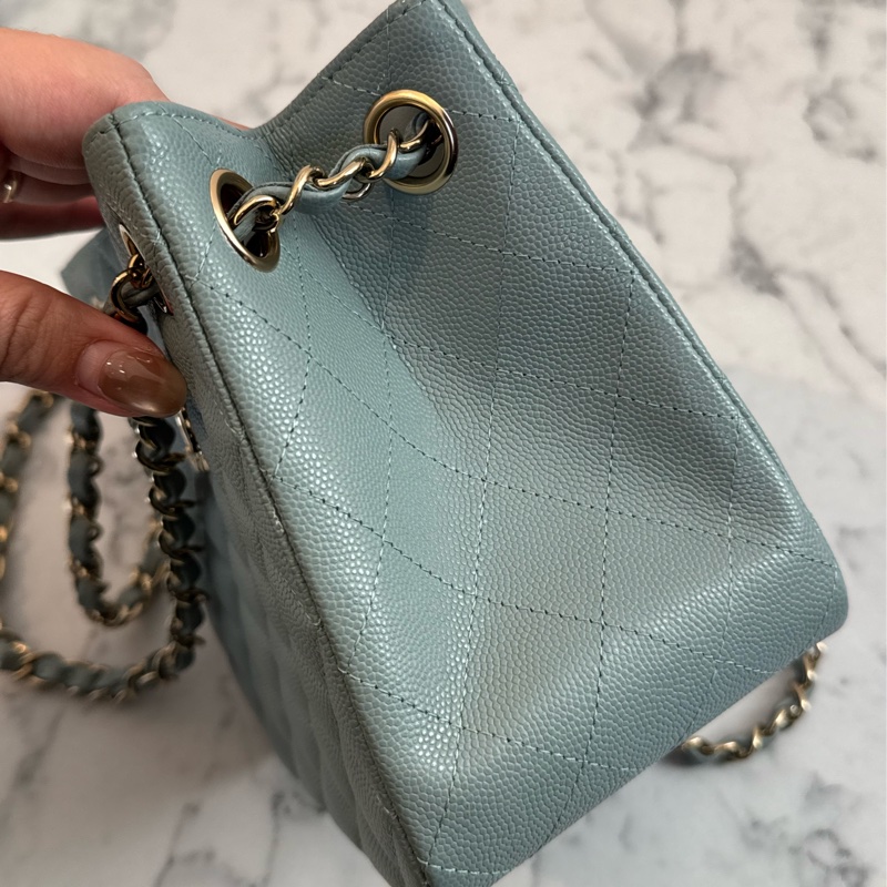 Chanel藍灰荔枝方型肩背包 超美✨✨-3