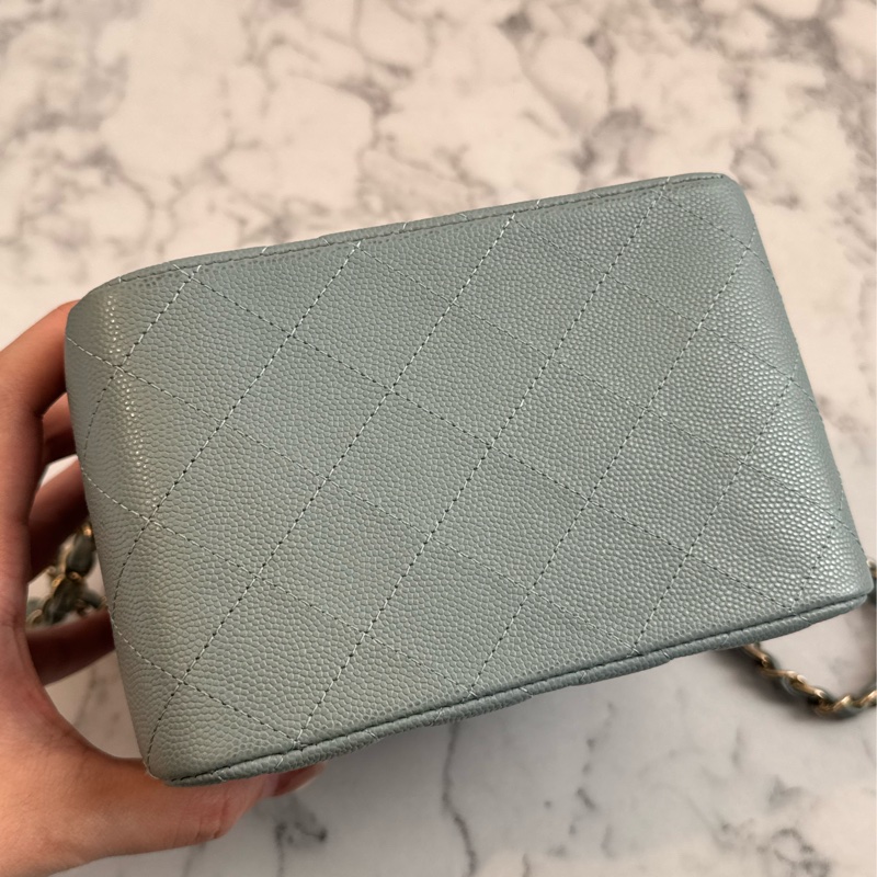 Chanel藍灰荔枝方型肩背包 超美✨✨-4