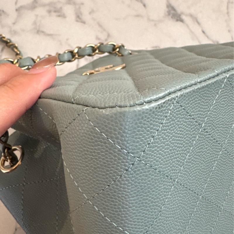 Chanel藍灰荔枝方型肩背包 超美✨✨-5