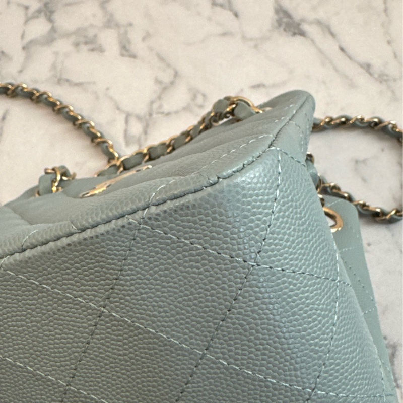 Chanel藍灰荔枝方型肩背包 超美✨✨-6