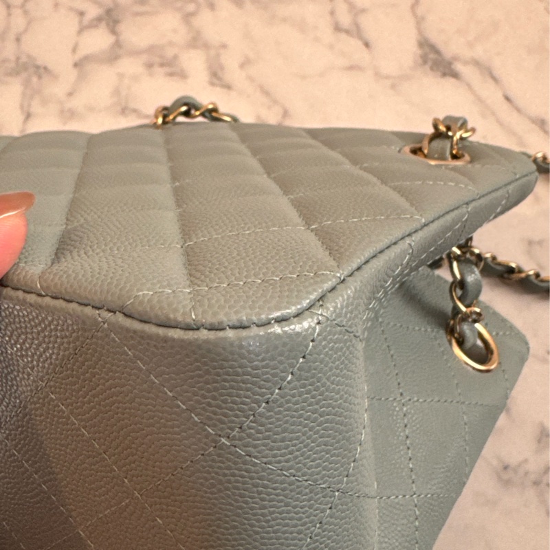 Chanel藍灰荔枝方型肩背包 超美✨✨-7