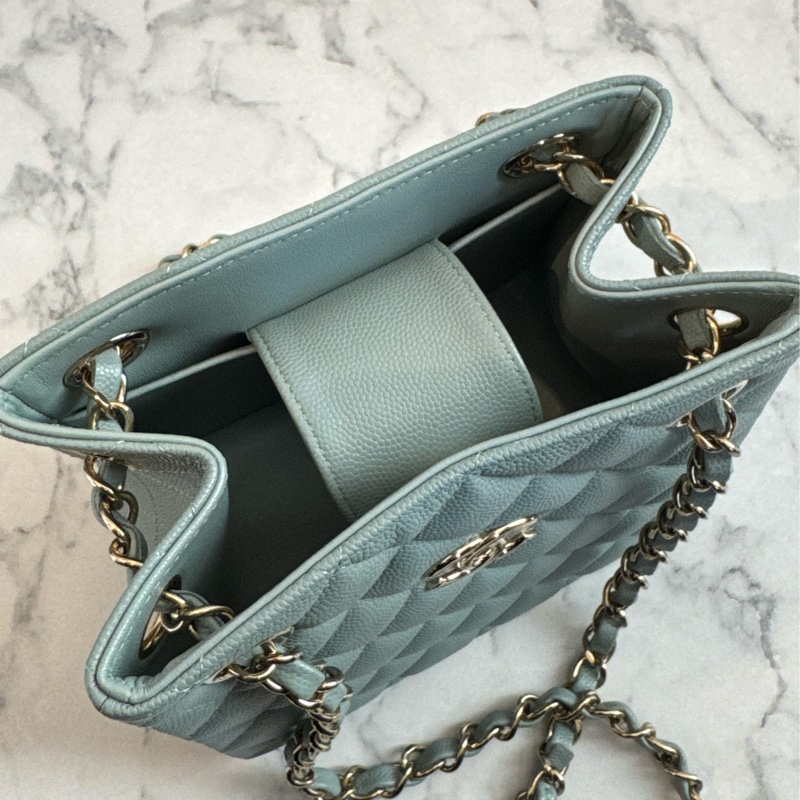 Chanel藍灰荔枝方型肩背包 超美✨✨-10