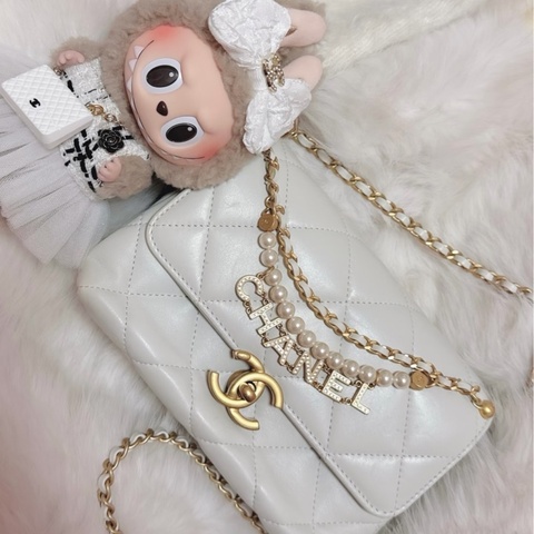 Chanel 24a 手工坊限量款 翻蓋包 字母鏈條coco珍珠包