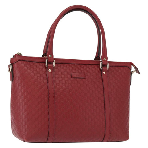 GUCCI Micro GG帆布手提包 皮革 紅色 金色 449656 正品 ka1512