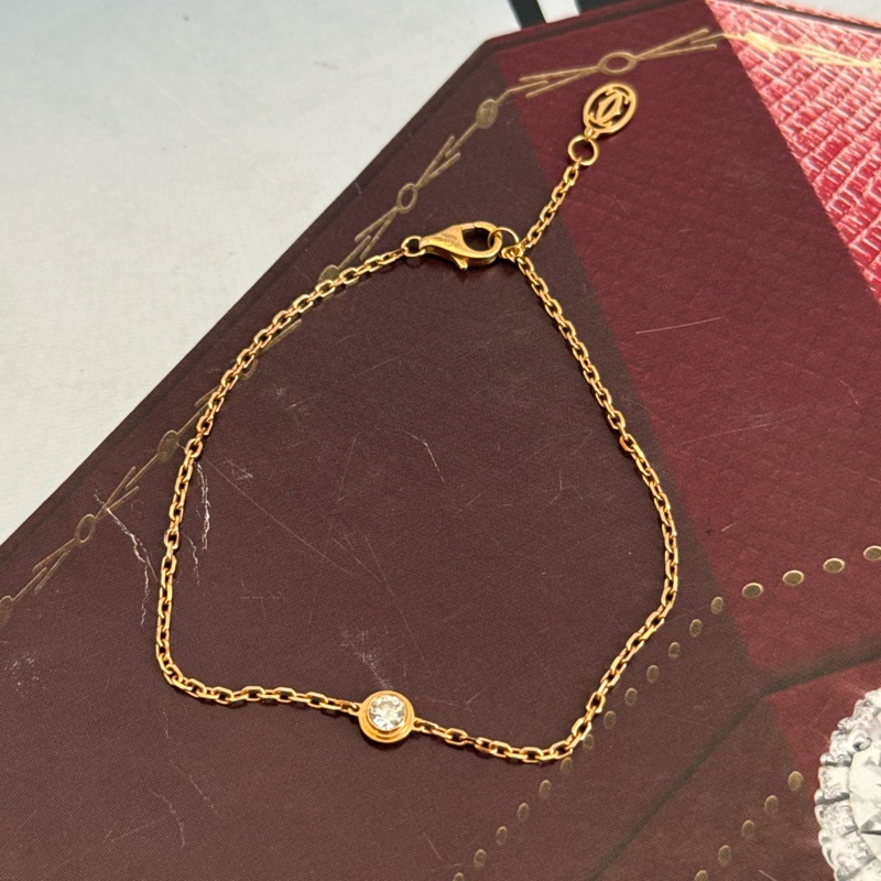 Cartier 18k金單鑽手鏈 超美✨✨-0