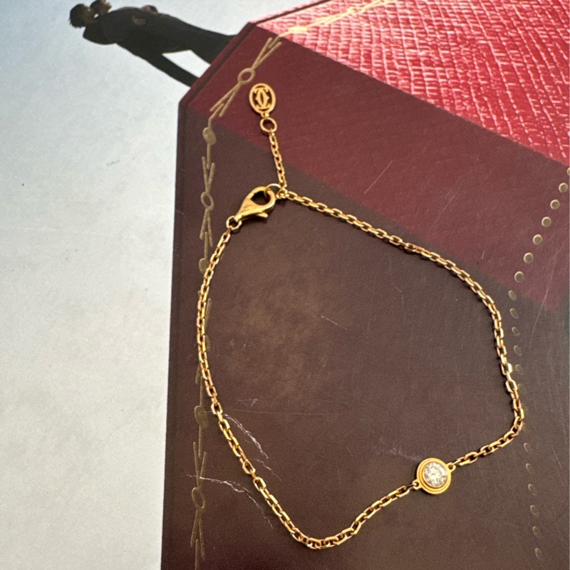 Cartier 18k金單鑽手鏈 超美✨✨-1