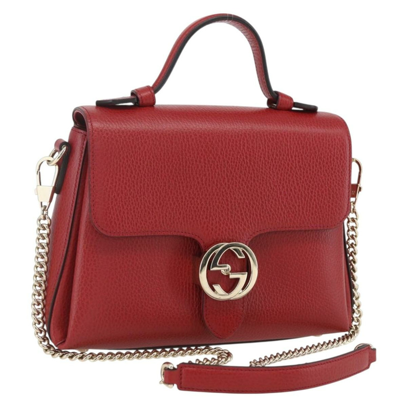 【日本直送】GUCCI 互扣手提包 皮革 兩用 紅色 金色 510302 正品 ka1519M-0