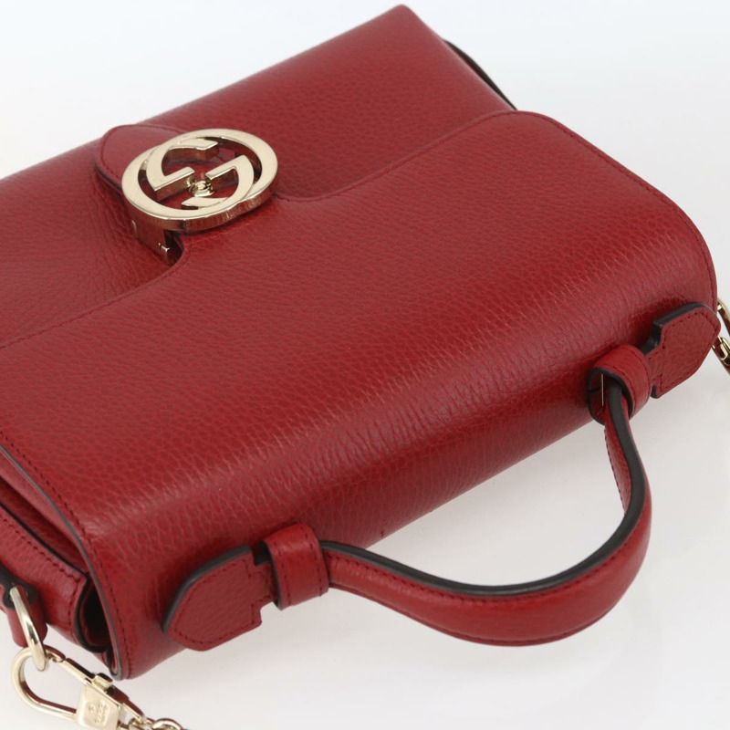 【日本直送】GUCCI 互扣手提包 皮革 兩用 紅色 金色 510302 正品 ka1519M-5
