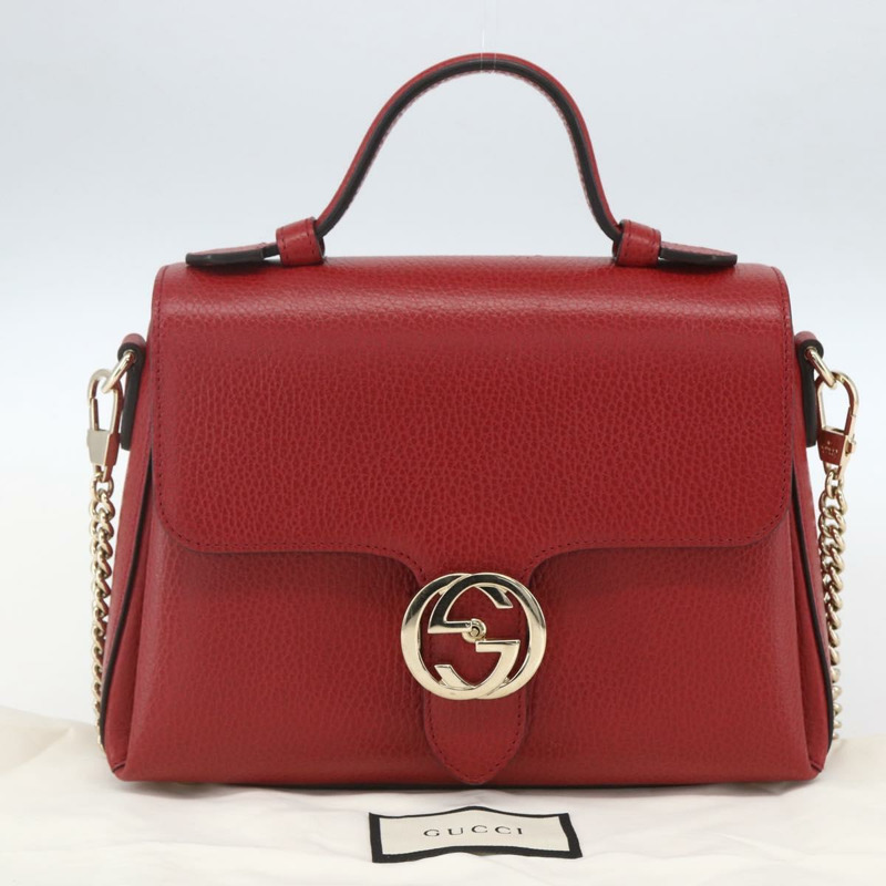 【日本直送】GUCCI 互扣手提包 皮革 兩用 紅色 金色 510302 正品 ka1519M-11