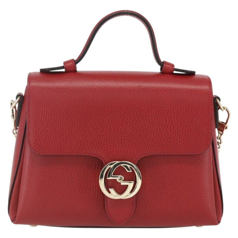 【日本直送】GUCCI 互扣手提包 皮革 兩用 紅色 金色 510302 正品 ka1519M-12