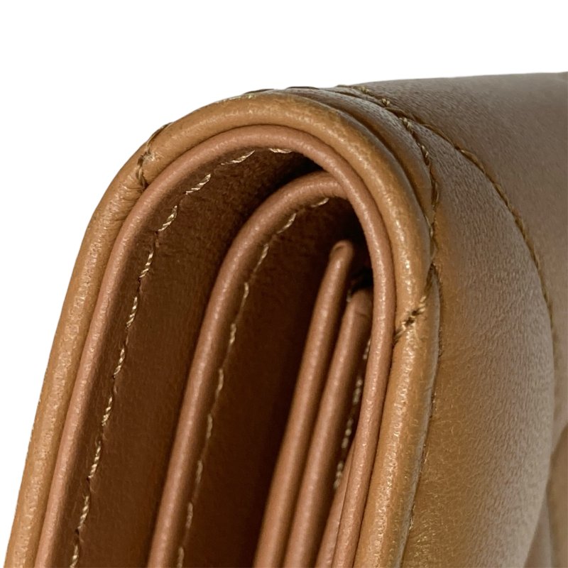 CHANEL 香奈兒 19 三折短夾 小羊皮 焦糖色 金釦-7