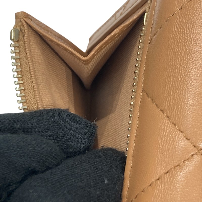 CHANEL 香奈兒 19 三折短夾 小羊皮 焦糖色 金釦-19