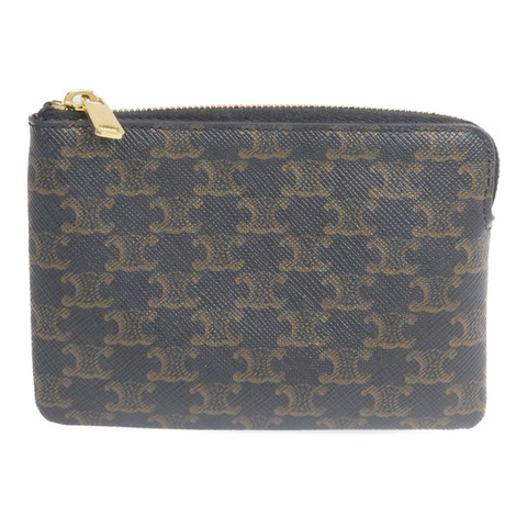 CELINE 塗層帆布Coin And Card Pouch金扣錢包