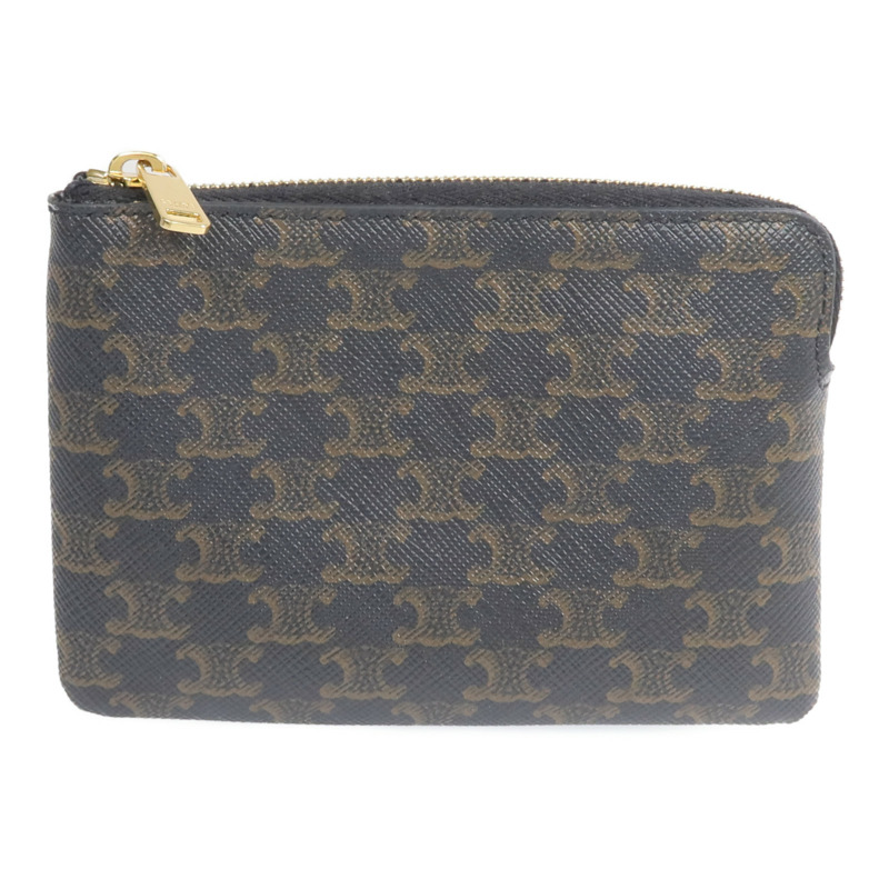 CELINE 塗層帆布Coin And Card Pouch金扣錢包-0