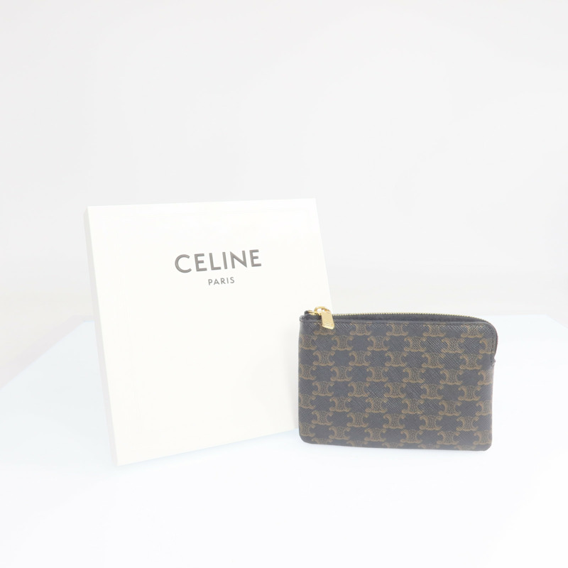 CELINE 塗層帆布Coin And Card Pouch金扣錢包-8