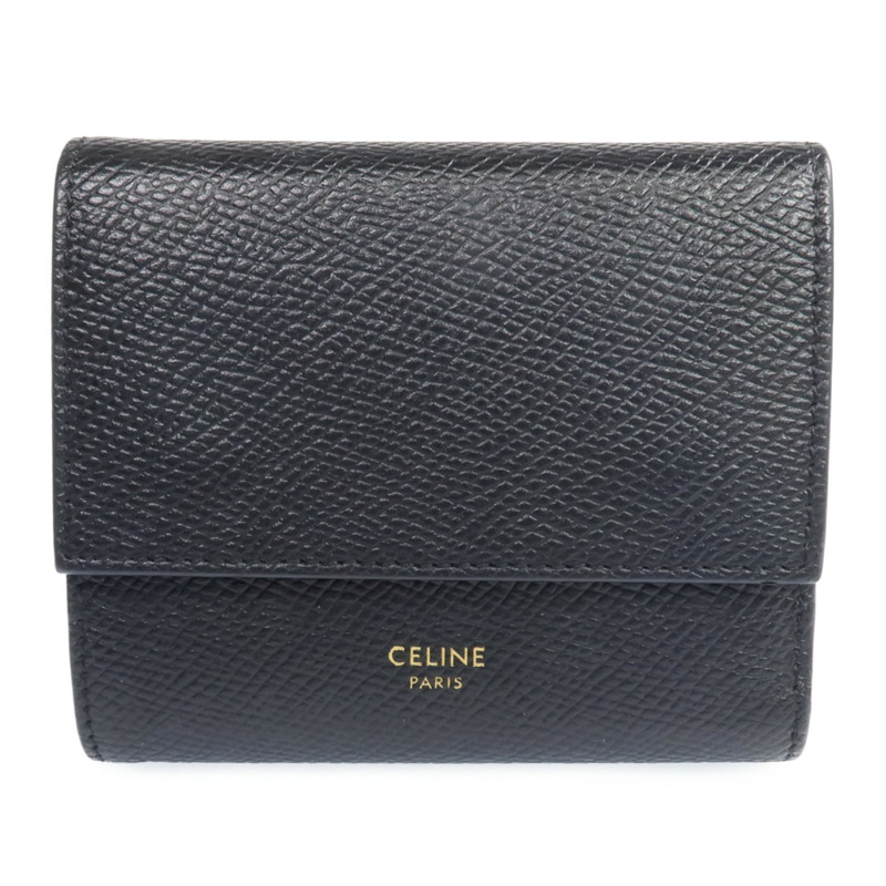 CELINE 牛皮皮革Small Trifold Wallet金扣錢包-0