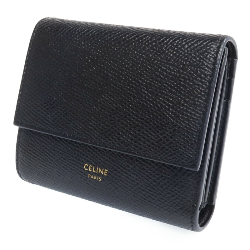 CELINE 牛皮皮革Small Trifold Wallet金扣錢包-1
