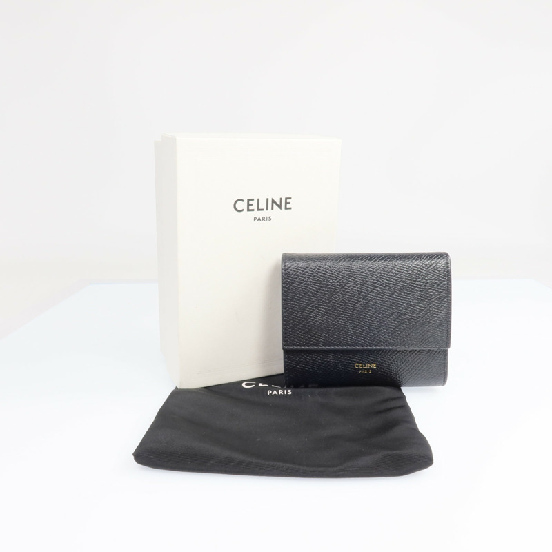 CELINE 牛皮皮革Small Trifold Wallet金扣錢包-9