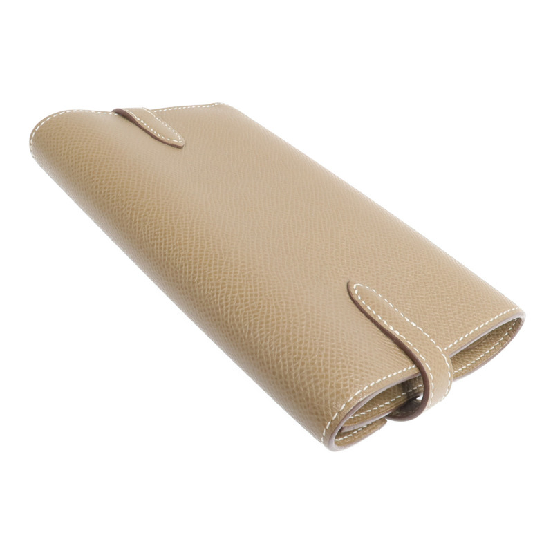 HERMES Epsom皮革Kelly Short Wallet金扣長錢包Etoupe-4