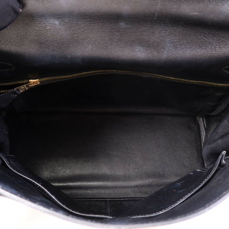 HERMES Swift皮革Kelly 32金扣手挽肩背兩用袋Noir-4