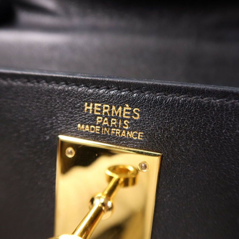 HERMES Swift皮革Kelly 32金扣手挽肩背兩用袋Noir-5