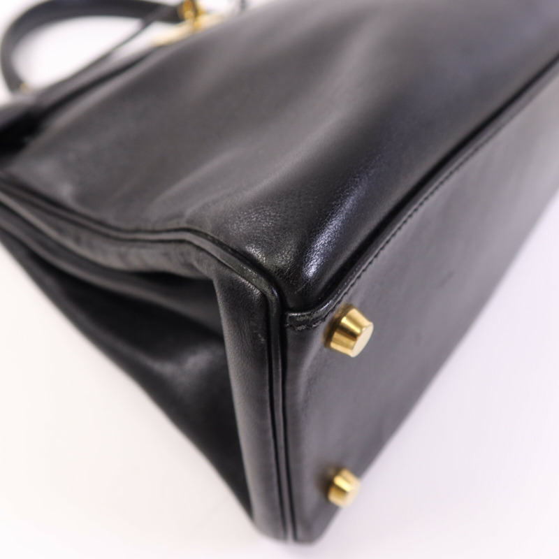HERMES Swift皮革Kelly 32金扣手挽肩背兩用袋Noir-11