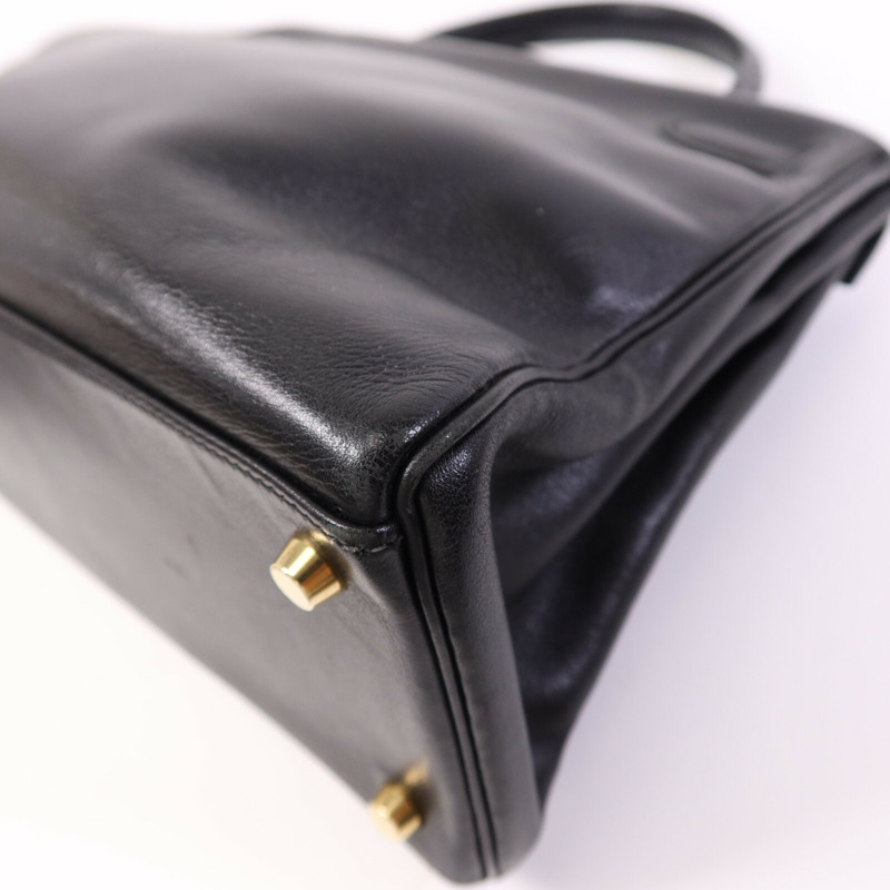 HERMES Swift皮革Kelly 32金扣手挽肩背兩用袋Noir-12