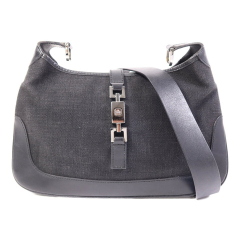GUCCI 帆布Jackie 1961銀扣肩背袋
