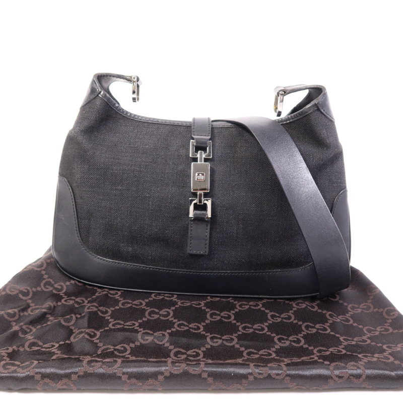 GUCCI 帆布Jackie 1961銀扣肩背袋-9