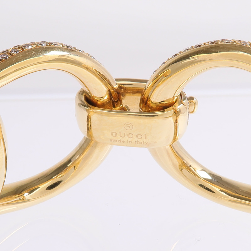 GUCCI 18K黃金Diamond Horsebit Bracelet鑽石手鐲-5