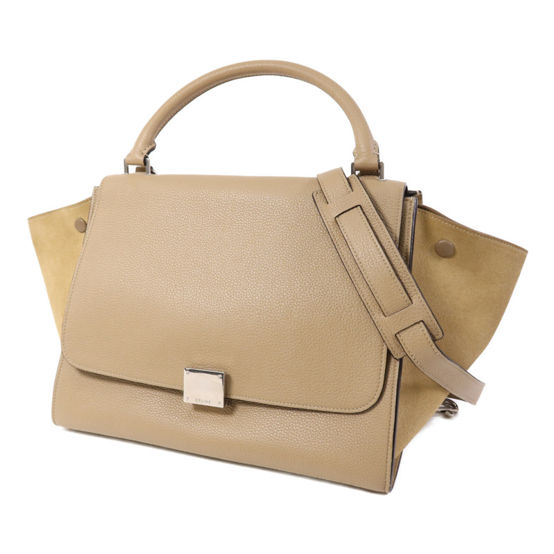 CELINE 牛皮皮革Trapeze銀扣手挽肩背兩用袋-2