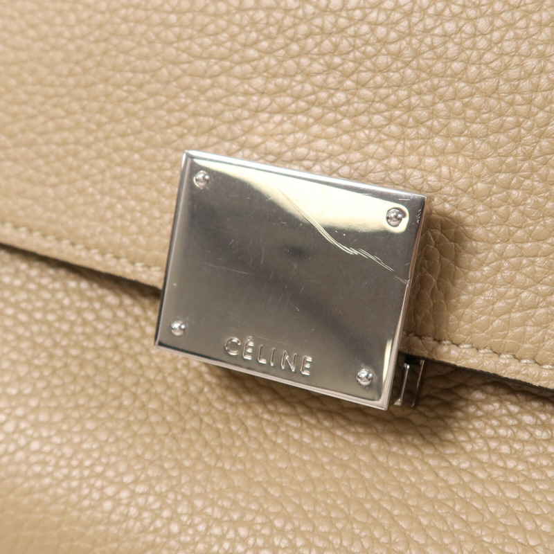 CELINE 牛皮皮革Trapeze銀扣手挽肩背兩用袋-6