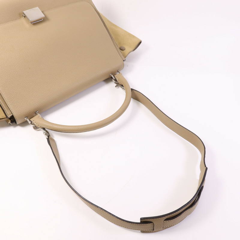 CELINE 牛皮皮革Trapeze銀扣手挽肩背兩用袋-8
