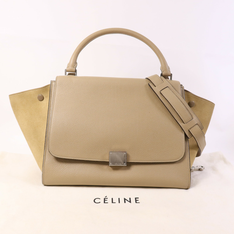 CELINE 牛皮皮革Trapeze銀扣手挽肩背兩用袋-9