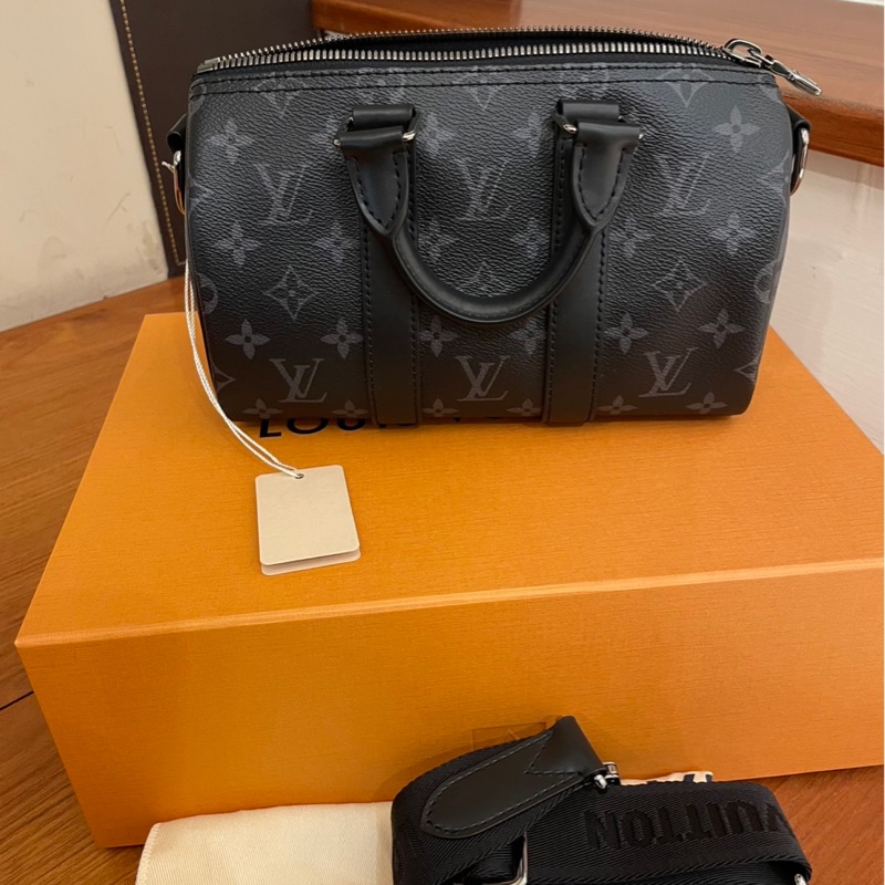 LV 雙色花紋 KEEPALL25 兩用包-19