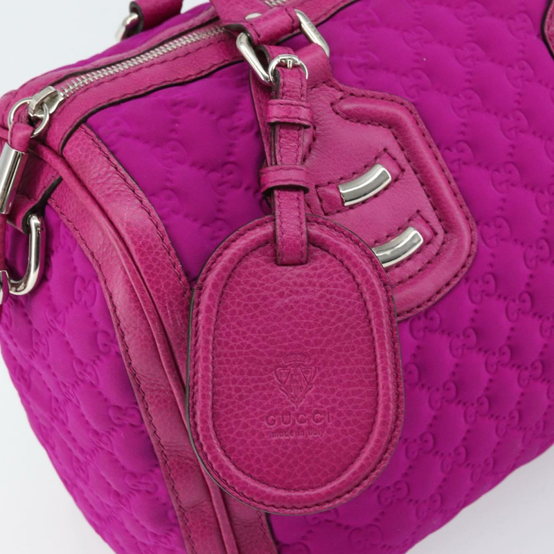 【日本直送】GUCCI GG帆布波士頓包 尼龍皮革 粉紅色 銀色 正品 ki6320-16