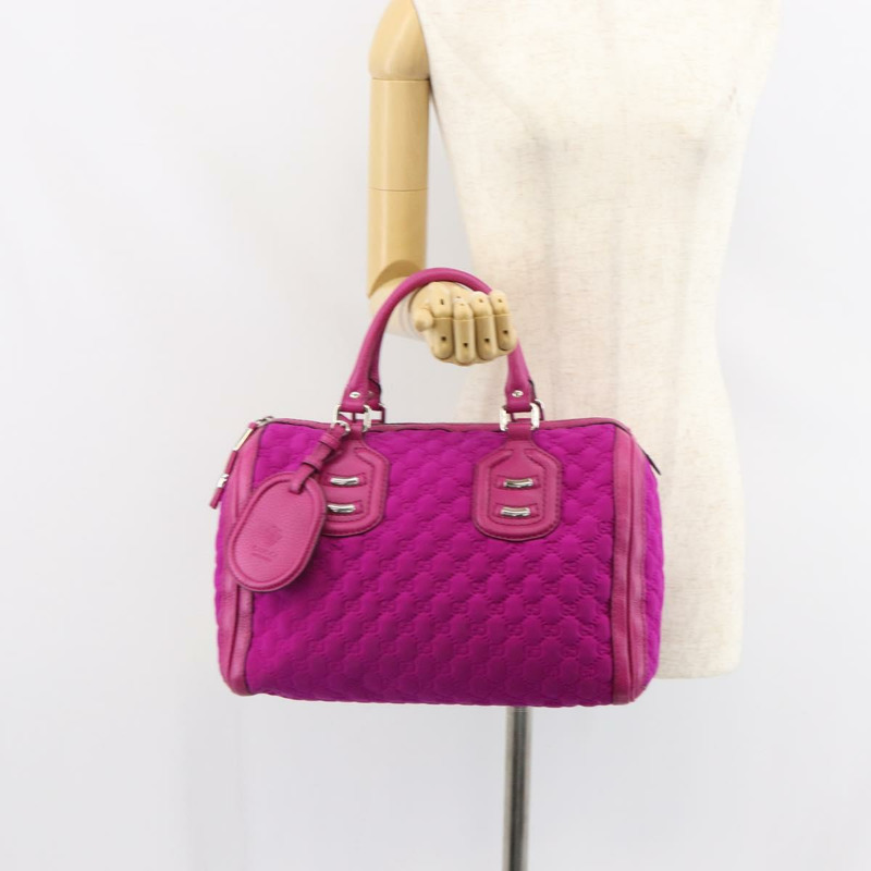 【日本直送】GUCCI GG帆布波士頓包 尼龍皮革 粉紅色 銀色 正品 ki6320-21