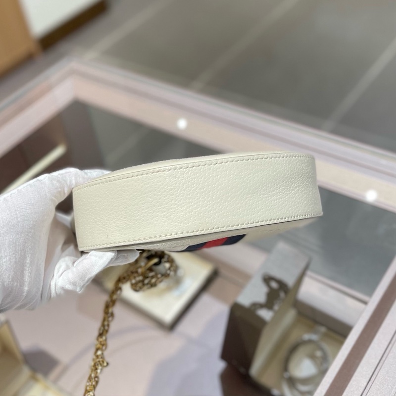 GUCCI/古驰 Ophidia系列白色皮革GG圆饼包-2