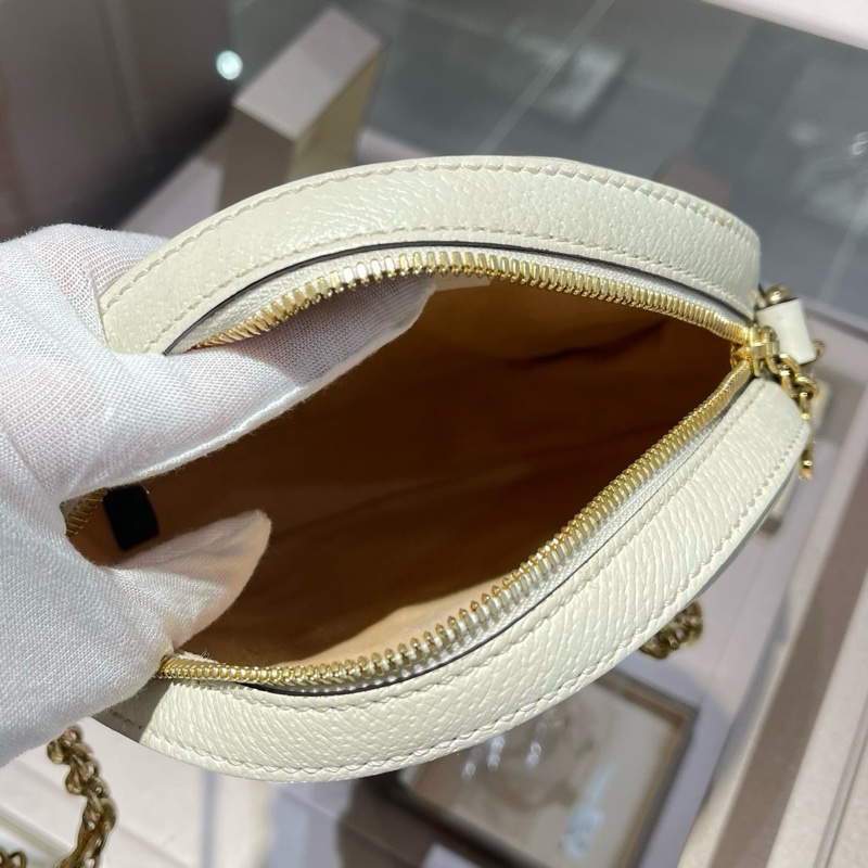 GUCCI/古驰 Ophidia系列白色皮革GG圆饼包-7