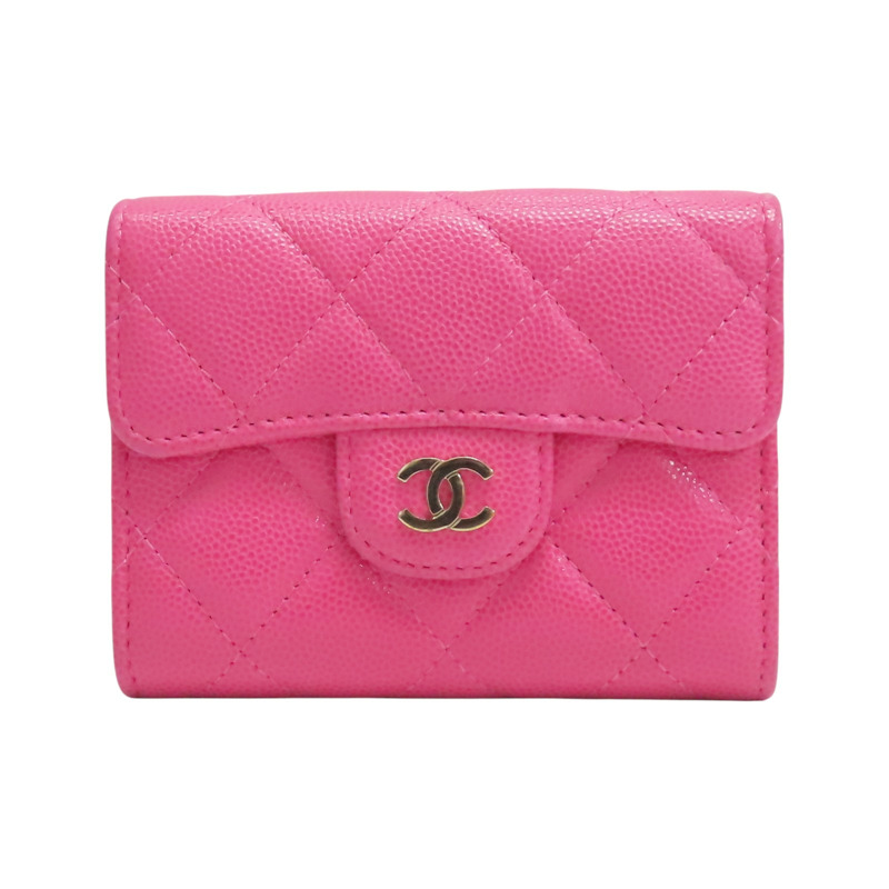 粉色 荔枝紋 牛皮 零錢包 名片夾 AP0214【CHANEL 香奈兒】 AP0214-0