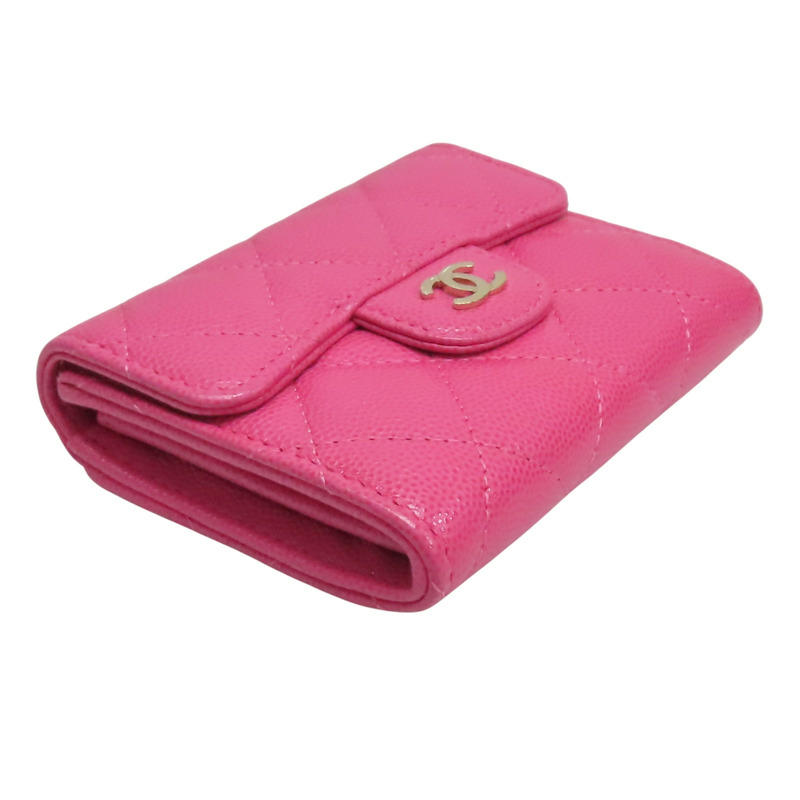 粉色 荔枝紋 牛皮 零錢包 名片夾 AP0214【CHANEL 香奈兒】 AP0214-2