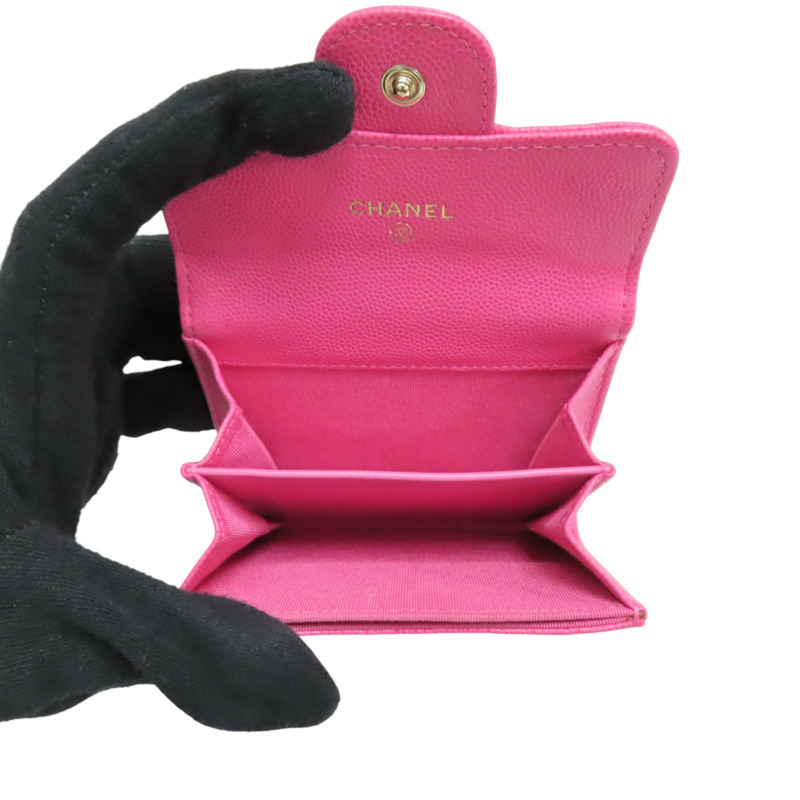 粉色 荔枝紋 牛皮 零錢包 名片夾 AP0214【CHANEL 香奈兒】 AP0214-4